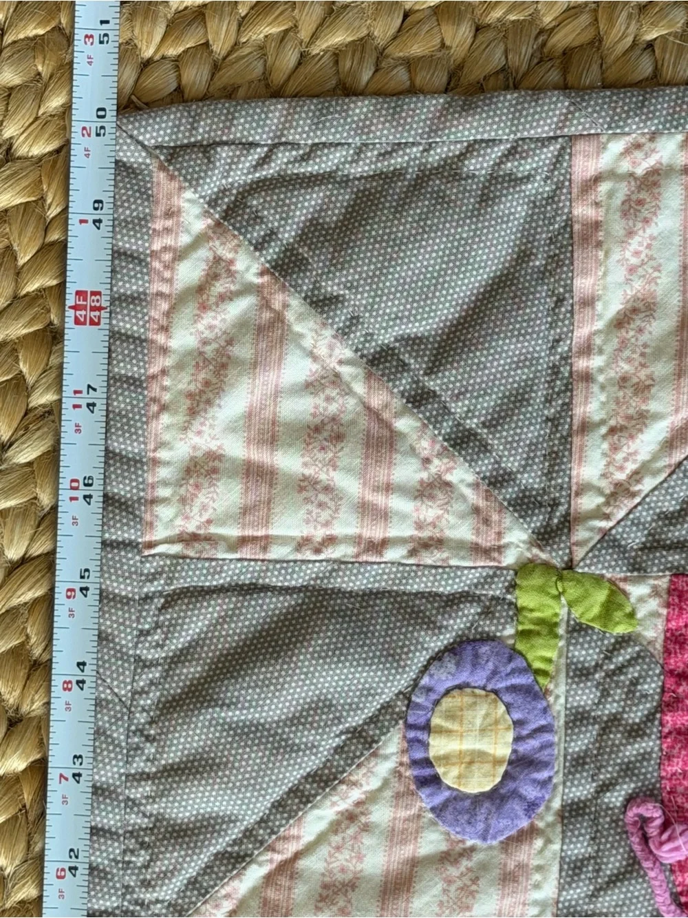 Handmade‎ Baby E is for Elephant Quilt or play blanket 50x39 Pink & Gray